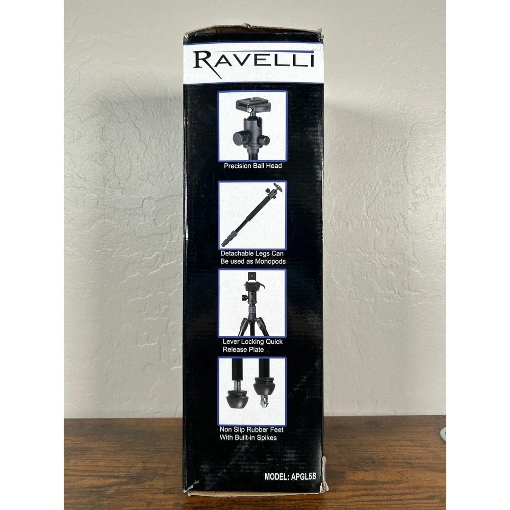 Ravelli APGL5B Professional Aluminum Tripod with Precision Ball Head and Bag